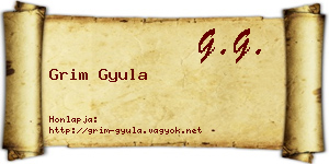Grim Gyula névjegykártya